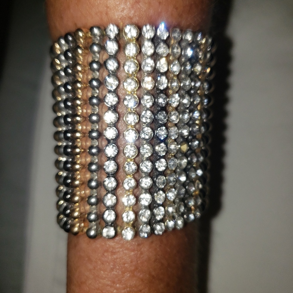 black, gold and silver bracelet with rhinestones